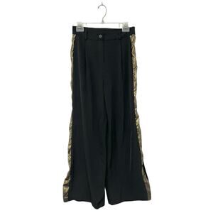 Pietronilla Black Gold Tuxedo Stripe Dress Pants Wide Leg Pleated Front Sz Small